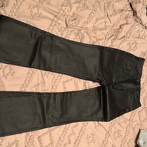 Chic Black Leather-Style Trousers